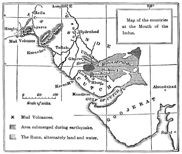 Fig. 44. Map Showing District Visited by the Earthquake of Cutch of 1819